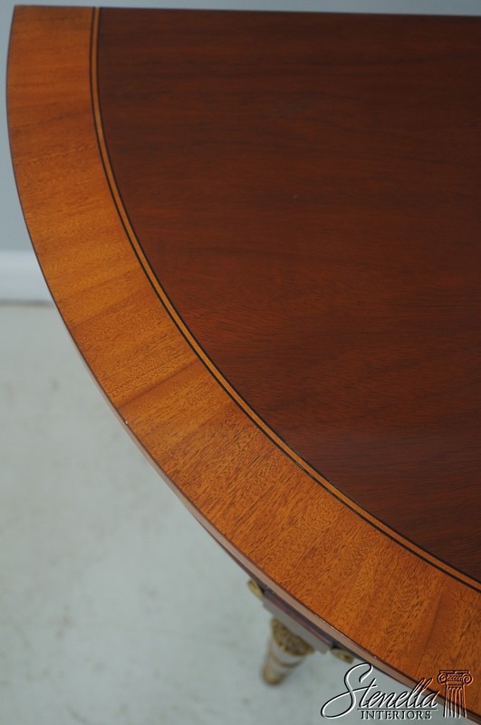 L72012: KINDEL Louis XVI Style Mahogany Demilune Console Table 2 of 2 gallery
