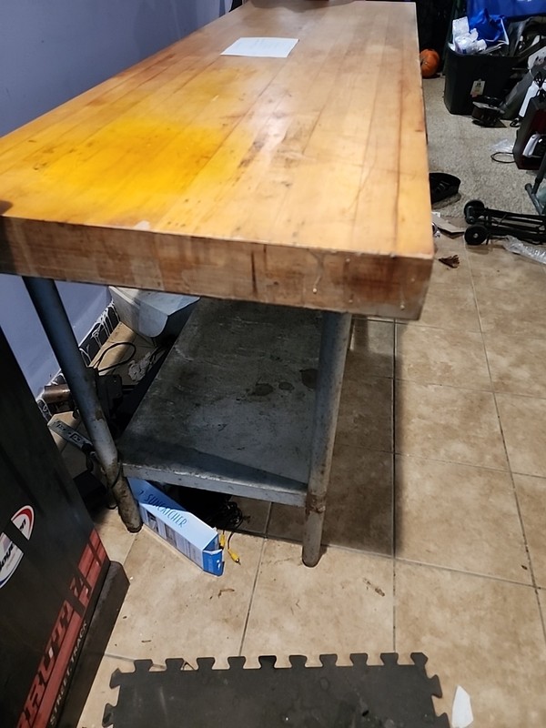 Vtg Industrial Chef Butcher Block Island Stainless WorkStation Table 72x241/4x3. gallery