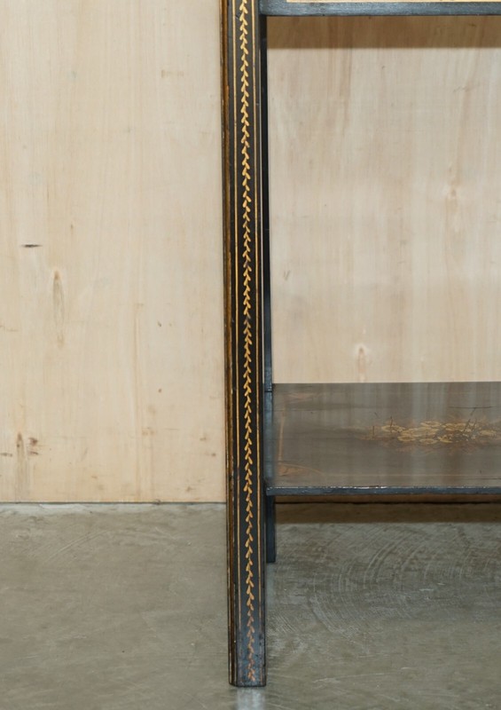 ANTIQUE EDWARDIAN CIRCA 1910 CHINESE CHINOISERIE LACQUERED SIDE END LAMP TABLE gallery