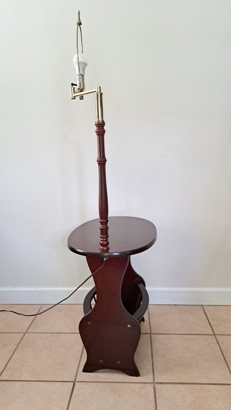 Vintage Preferred Stock Mid Century Wood Floor Lamp End Table Magazine Rack Comb gallery
