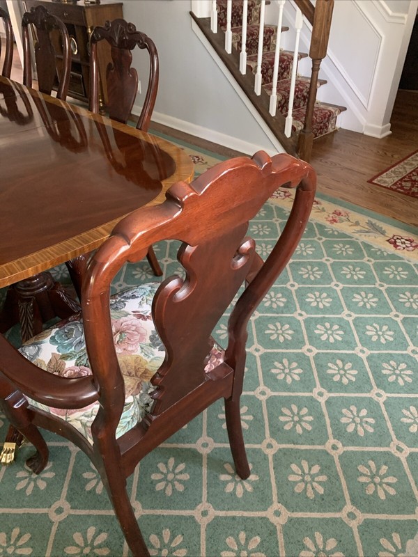 COUNCILL CRAFTSMEN Banded Mahogany Dining Room Table & 8 Chairs w/2 Leaves & Pad gallery