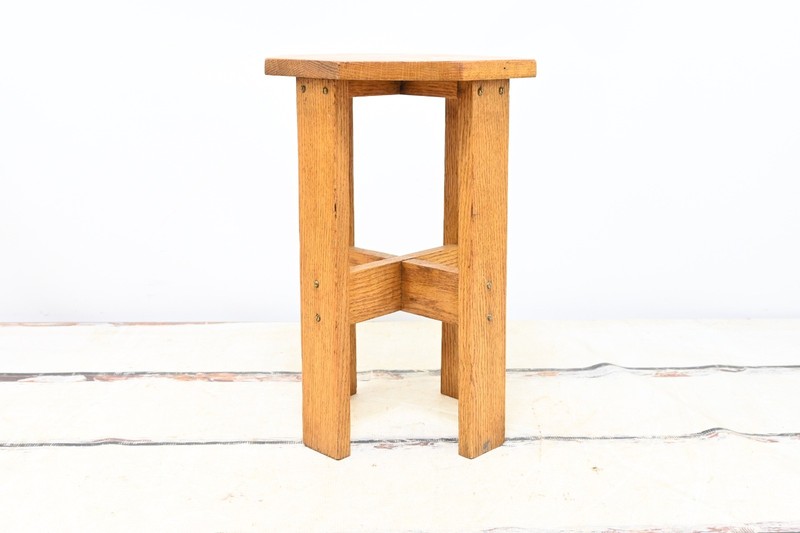 Vintage Arts and Crafts Mission Style Wood Pedestal Plant Fern Stand Table 18″H