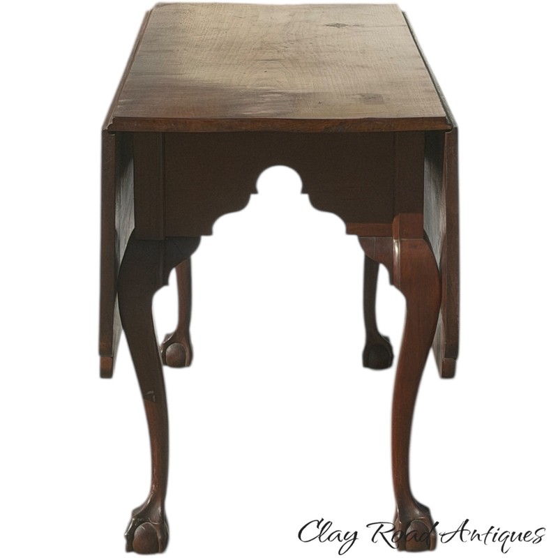 Antique Walnut Chippendale dining table 18th style ball & claw gate leg gallery
