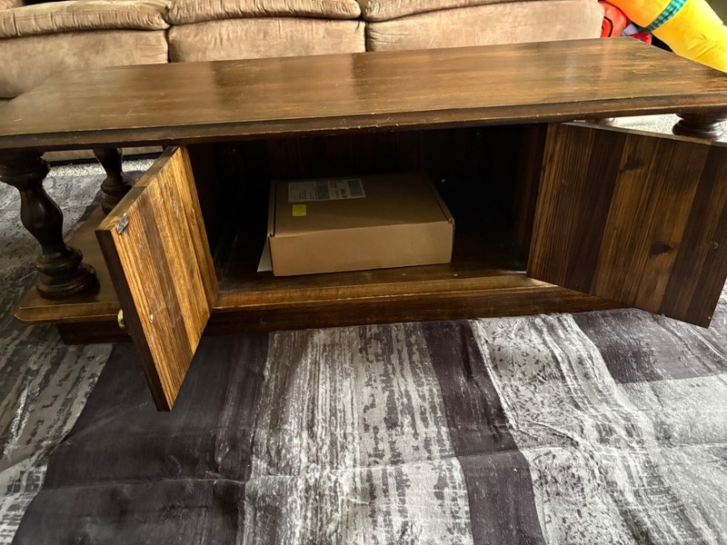 hand made coffee table wood, solid wood, good condition gallery