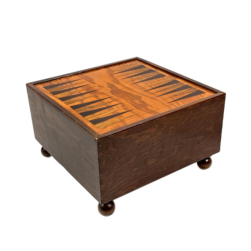 Vtg 1930s Handmade Art Deco Backgammon Board Low Game Table Geometric Wood Inlay gallery