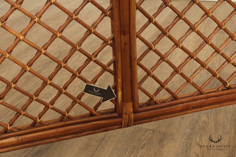 Hollywood Regency Glass Top Bamboo Rattan Dining Table gallery