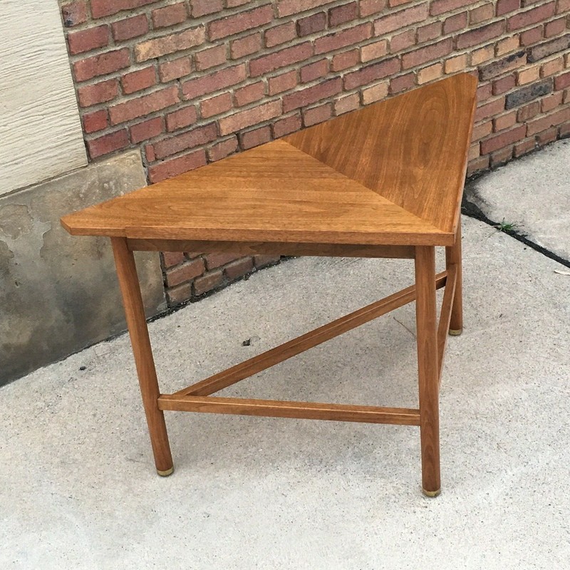 Mid Century Dunbar Edward Wormley Walnut Triangular-Side/End Table-Orig.Finish gallery