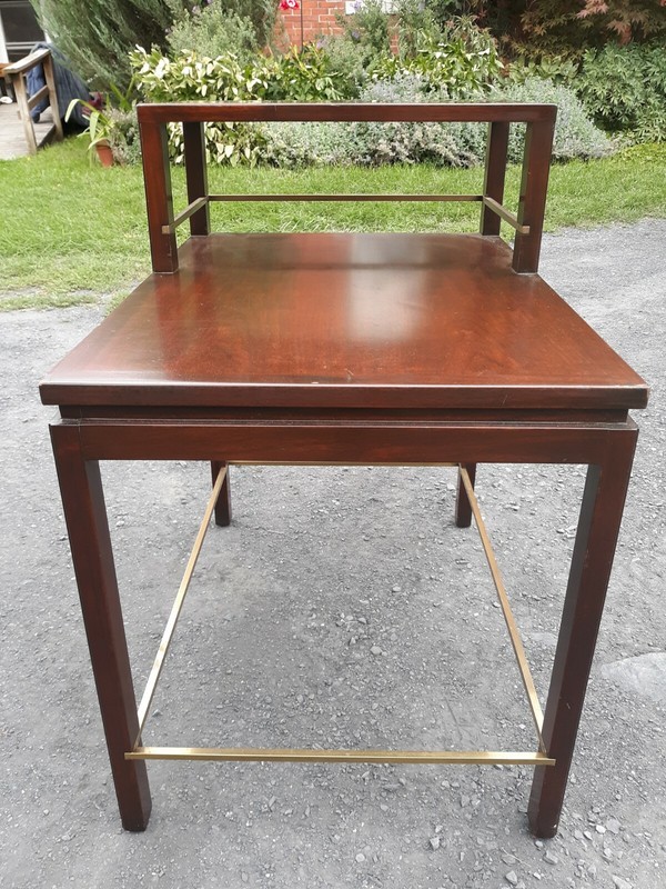 Edward Wormley,Dunbar,end table with brass stretchers gallery