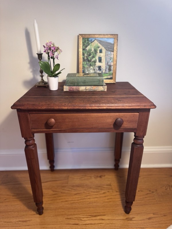Antique Sheraton-style Solid Cherry One-drawer Stand With Tapered Legs