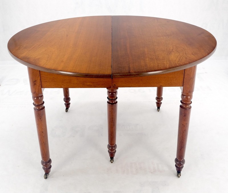 Antique Solid Light Amber Walnut Round Dining Table 4 Extension Boards MINT! gallery