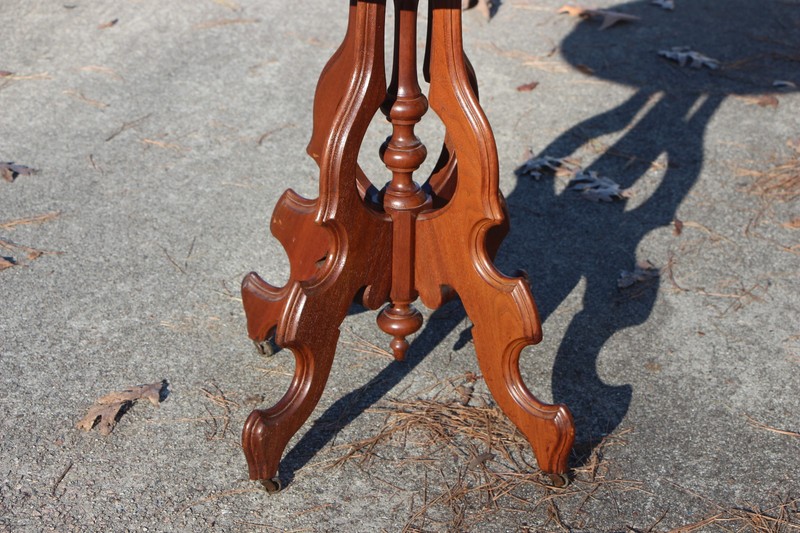 Petite Walnut Victorian Oval Marble Top Table ~ Ca.1870 gallery