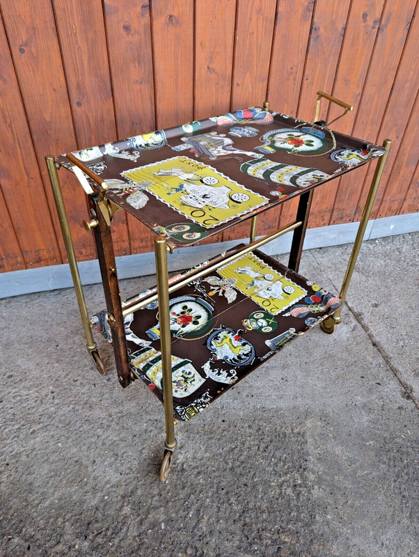 Dinet Set Serving Cart Tea Cart Table Side Table Bar Chrome 70s 3