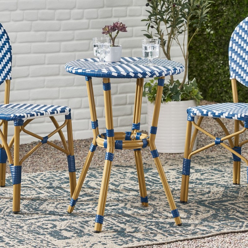French Bistro Table,21.75" Outdoor Rattan Patio Side Table,Aluminum Frame gallery
