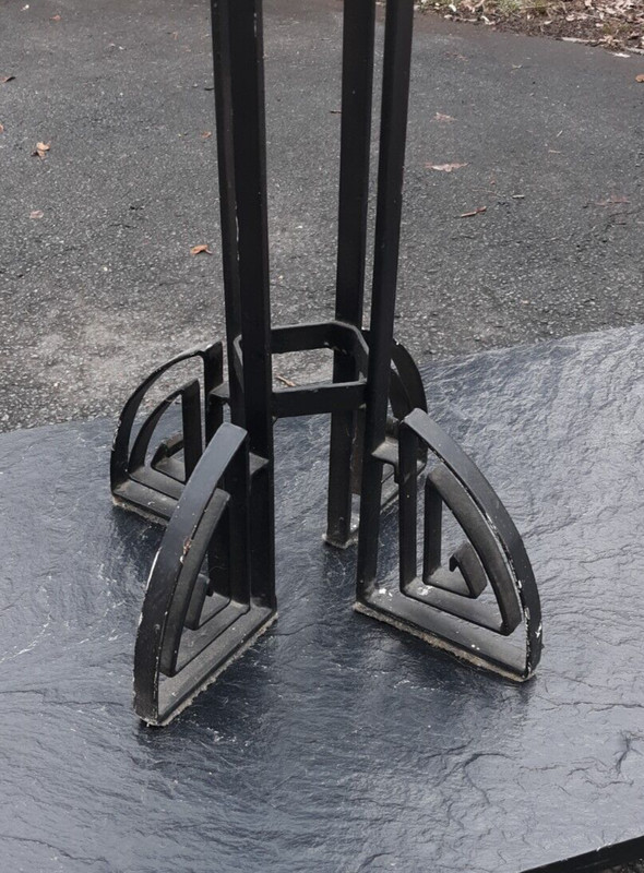 Art Deco Wrought Iron Glass Top Table Stand gallery