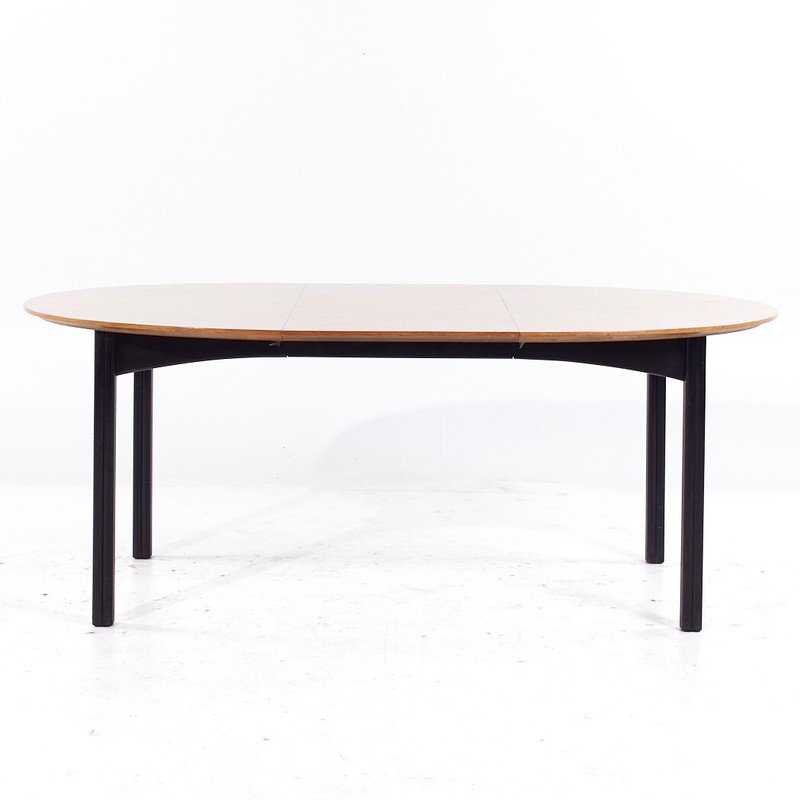 Michael Taylor for Baker Mid Century Walnut Expanding Dining Table with 2 Leaves gallery