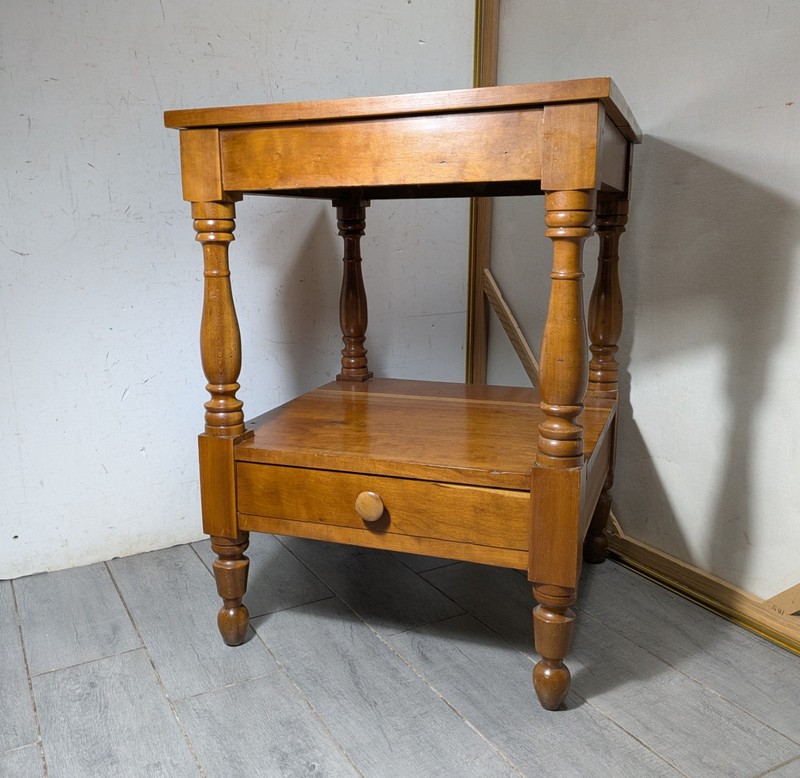 Antique 1800s Rustic Primitive Country Colonial 1-Drawer 2-Tier Side Table gallery