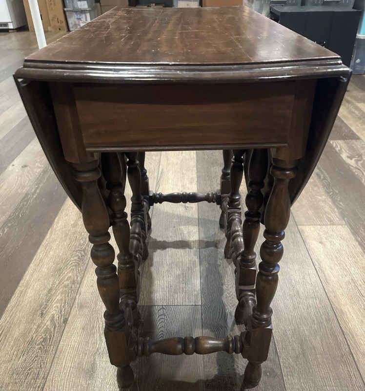 William & Mary Style Gateleg Drop Leaf Table Barley Twist Drawer gallery