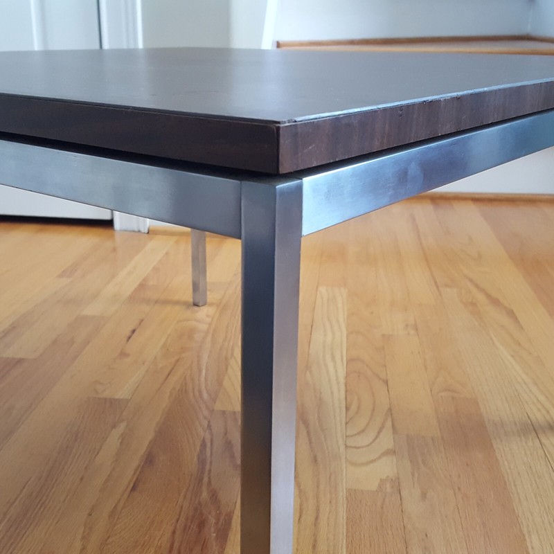 Vintage MCM Florence Knoll Square Table Silver/Brown 1950s/60s Elegant & Sleek! gallery