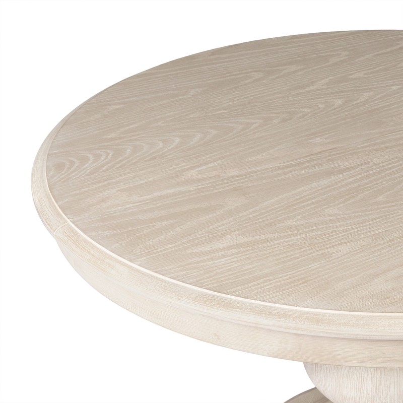 Maven Lane Zola Traditional Round Wooden Dining Table in Antiqued White Finish gallery