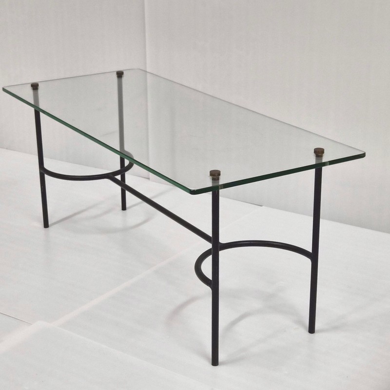 Coffee Table Vintage 1950 Steel Lacquer Black & Glass 50S 1950S Dlg Gem Guariche gallery