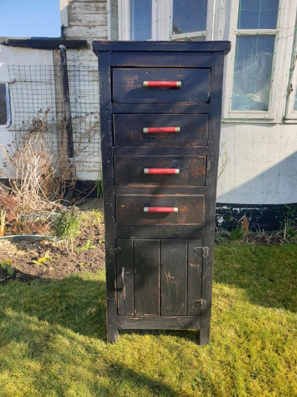Vintage Solid pine 4 draw one cupboard chest £319 Delivery Included