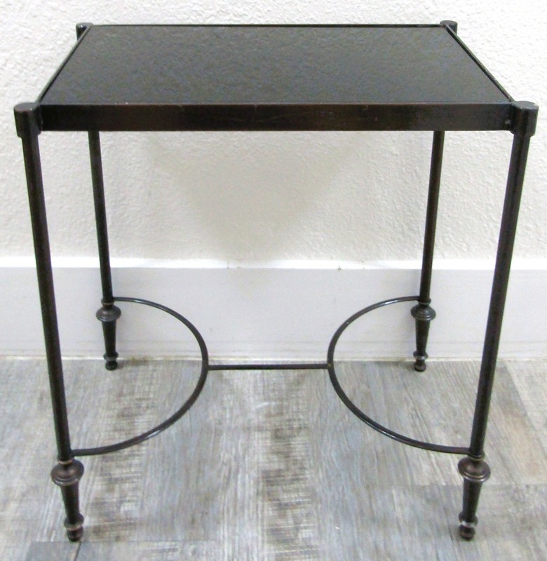Vintage Rectangular Bronze and Black Granite Top 18" Tall Drink Table gallery