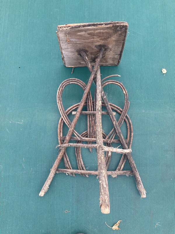 ANTIQUE HANDMADE Rustic Primitive ADIRONDAK BENTWOOD TWIG PLANT STAND gallery