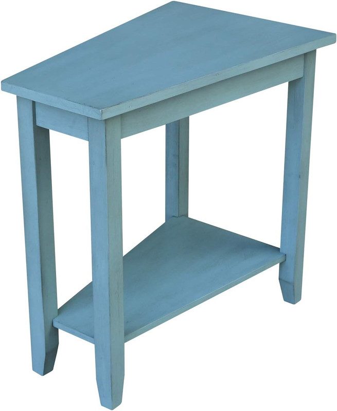 Antique Blue Solid Wood Keystone Accent Table for Stylish Living Spaces