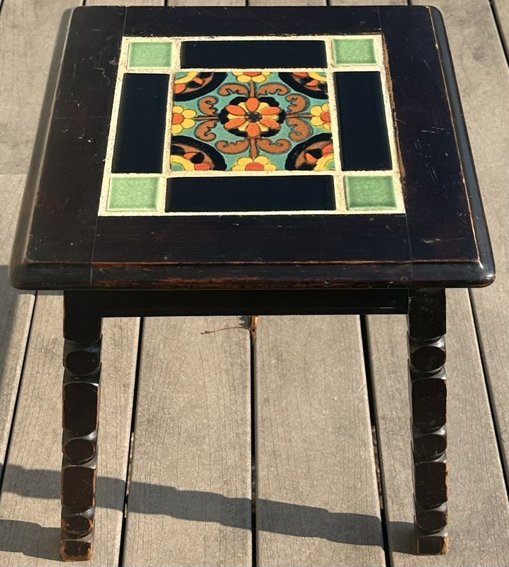 California Hispano Moresque Spanish Revival 20’s Catalina Wood Tile Table