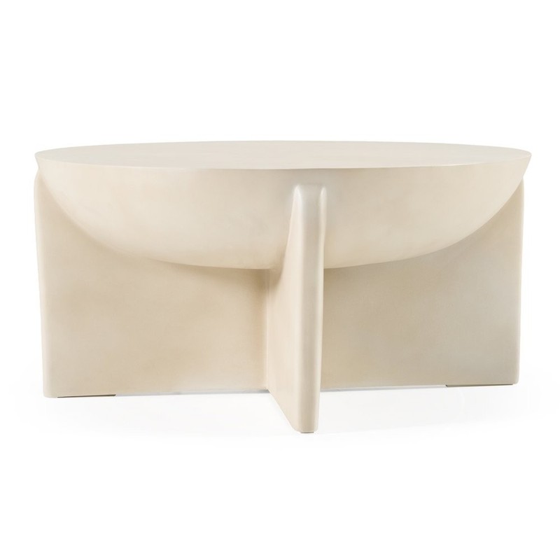 Elsa – Modern Oyster Concrete Round Coffee Table