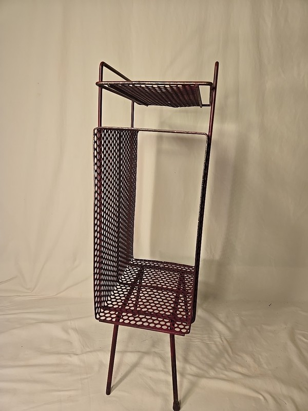 Vtg MCM Wire Richard Galef Mesh Metal Plant Telephone Stand Magazine Album EUC