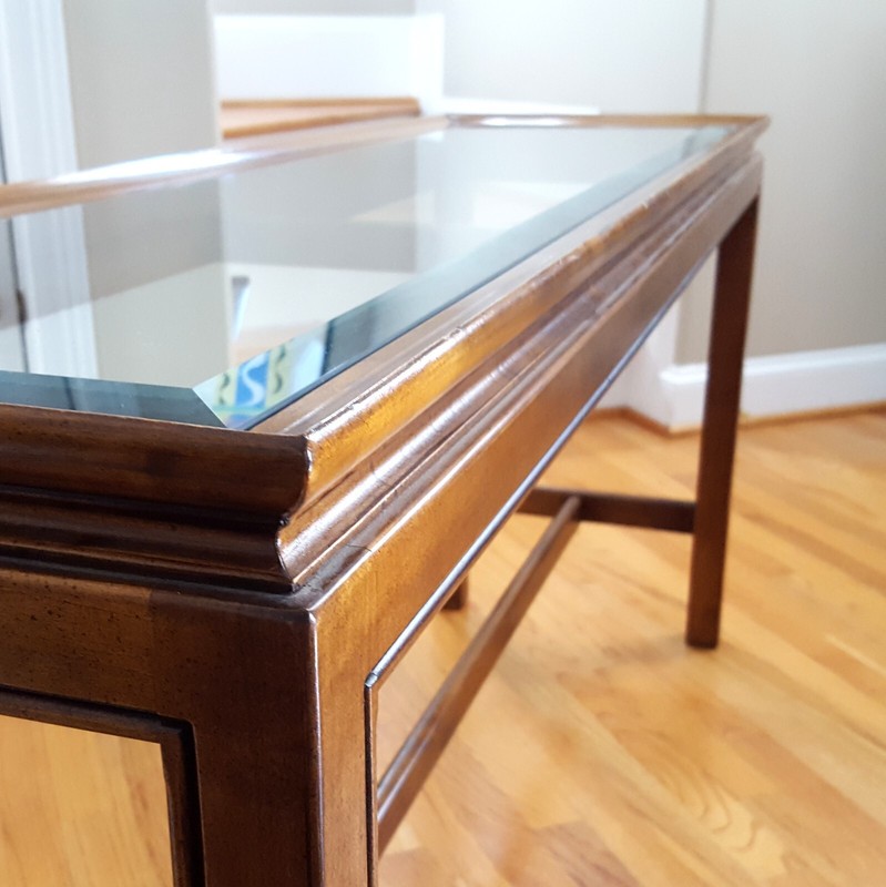 Vintage MCM Brandt Console/Sofa Table Lovely Beveled Glass Elegant & Stylish! gallery