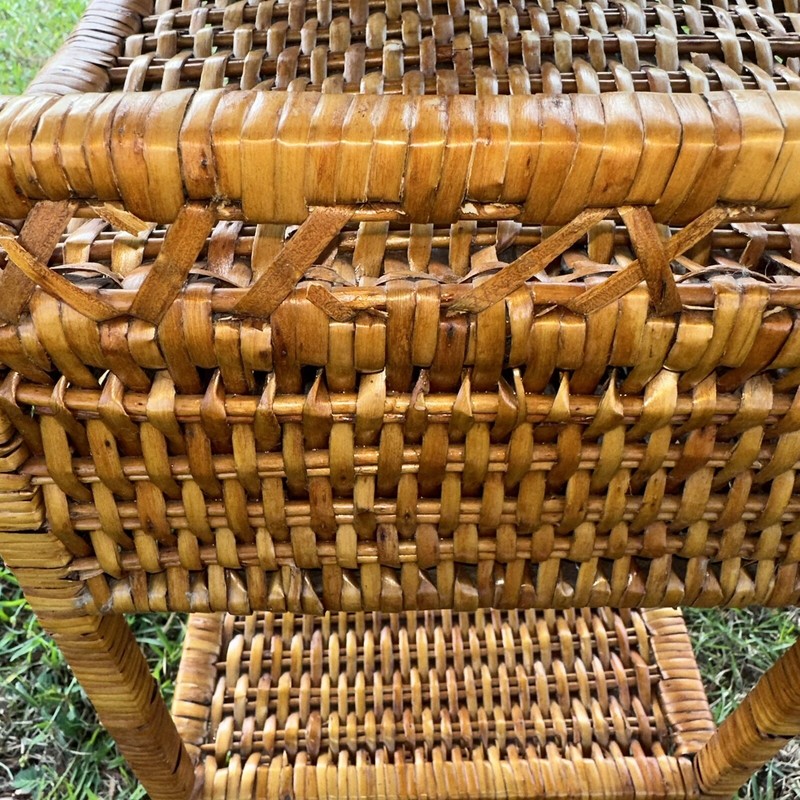 Vintage 26” Bamboo Woven Rattan Wicker Side Table 4 Shelves Bohemian Beach Brown gallery