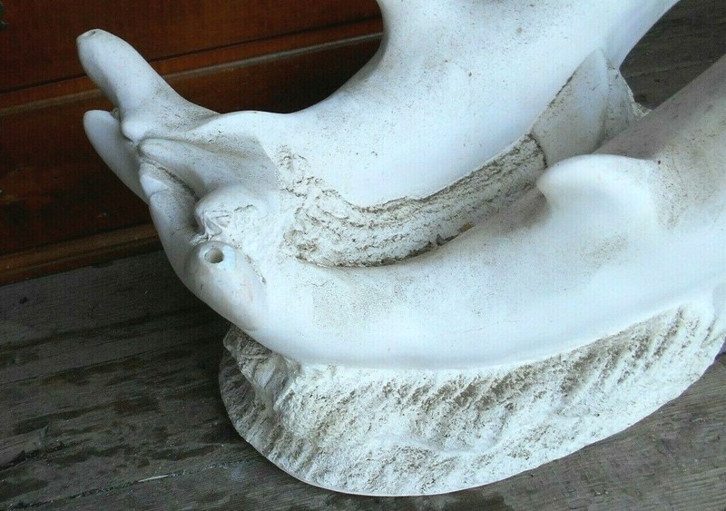 VINTAGE MID CENTURY PLASTER SWIMMING DOLPHINS COFFEE TABLE BASE gallery