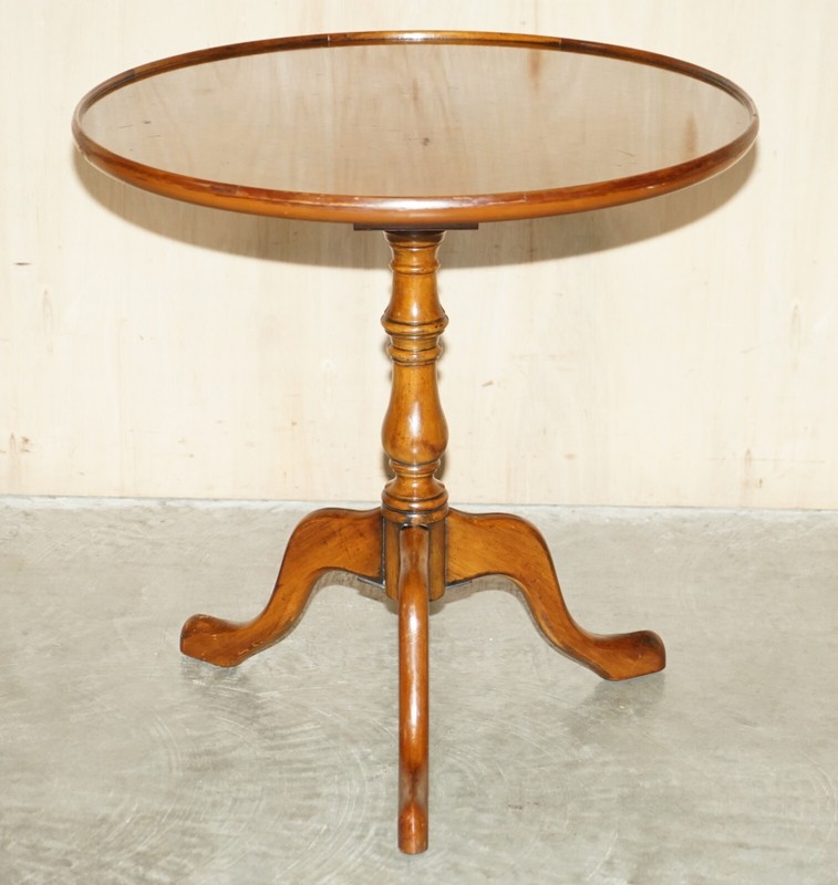 VICTORIAN HAND CARVED POLLARD OAK TILT TOP TRIPOD WINE SIDE END LAMP TABLE gallery