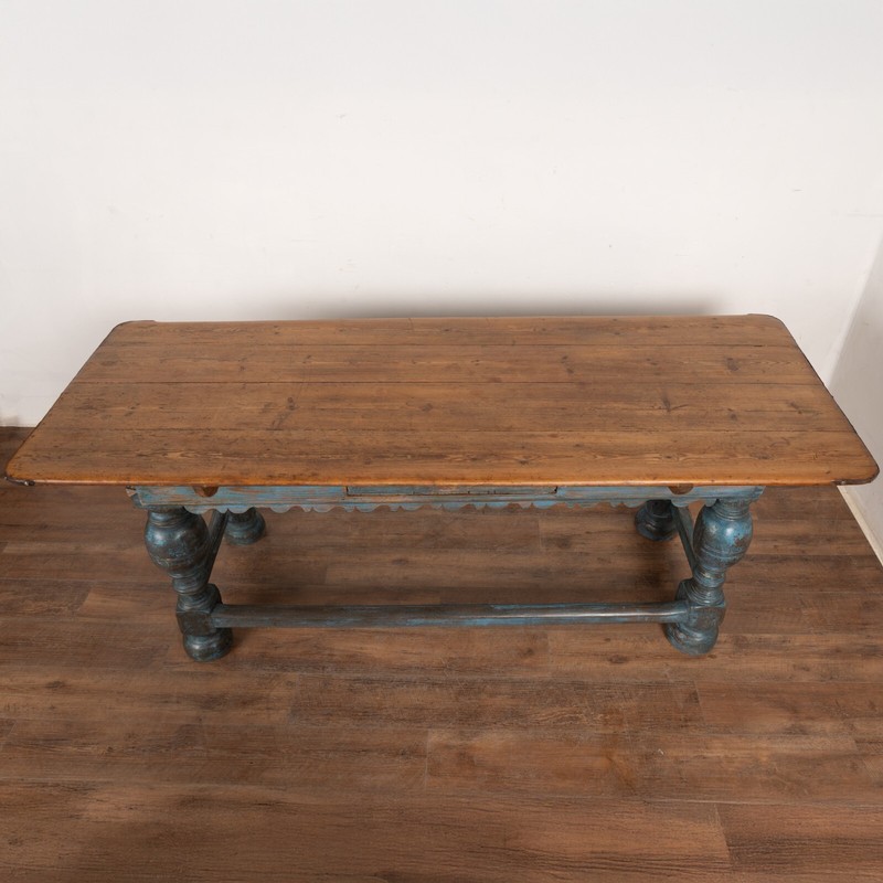 18th Century Blue Painted Library Refectory Table Console, Denmark gallery