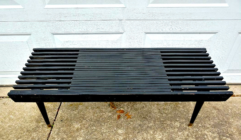 SUPER COOL MID CENTURY MODERN EXPANDABLE SLAT TABLE, JOHN KEAL? 4' TO 5'... gallery