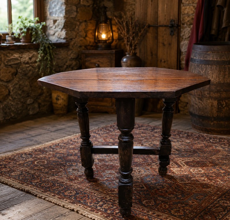 Antique Oak Folding Side Table Drop Leaf Gateleg Rustic English Occasional Table gallery