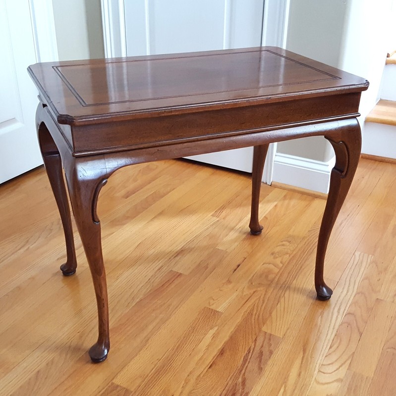 Vintage Queen Anne Style Tea Table Walnut/Mahogany Unmarked Two Pull Out Trays! gallery