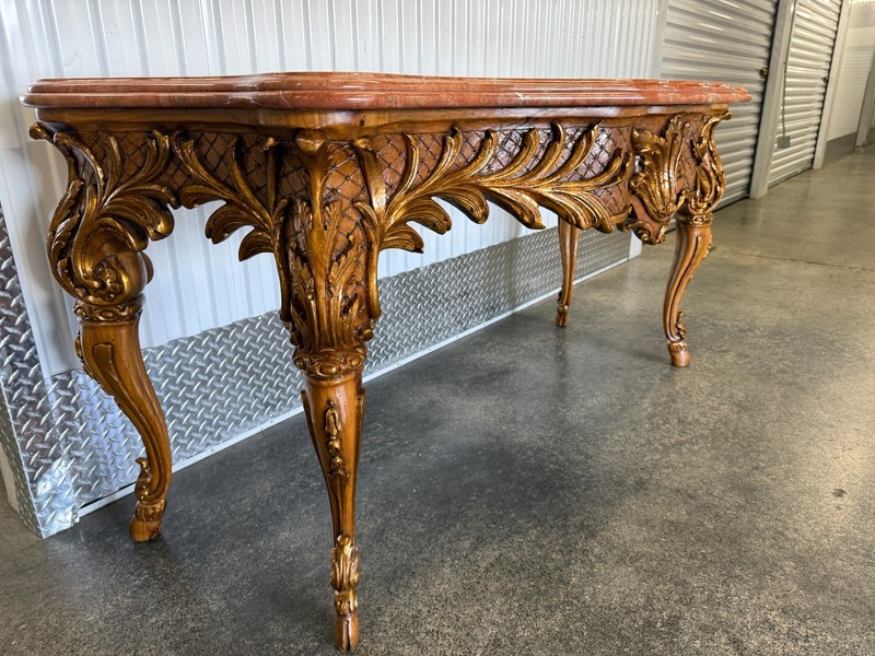 LARGE WILLIAM SWITZER LOUIS 16TH STYLE CONSOLE TABLE WITH MARBLE TOP gallery
