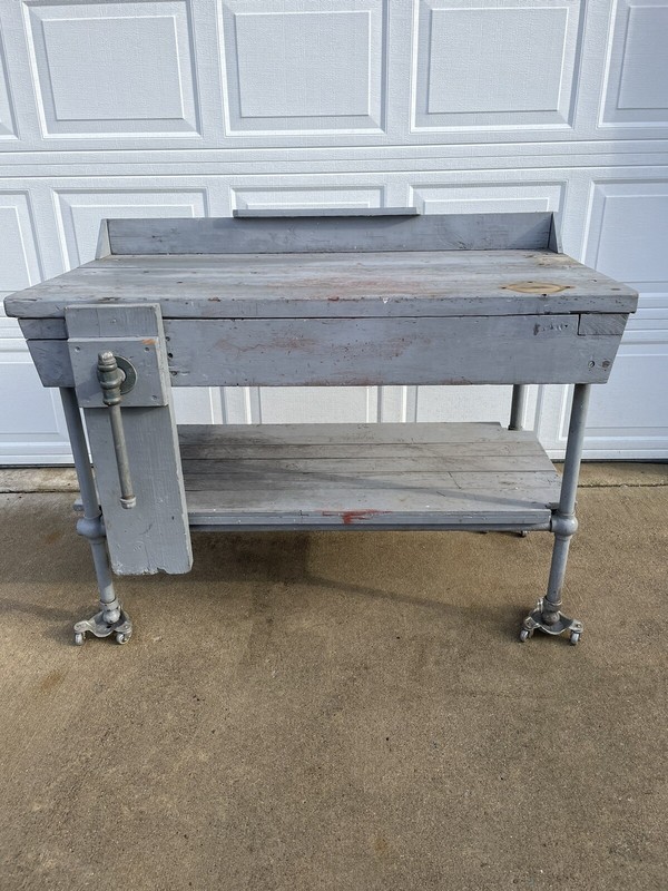 Antique Workbench Industrial Kitchen Island Bar Counter Desk Country Home Table