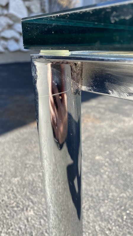 1970’s Milo Baughman Style Chrome Square Glass Coffee Table gallery