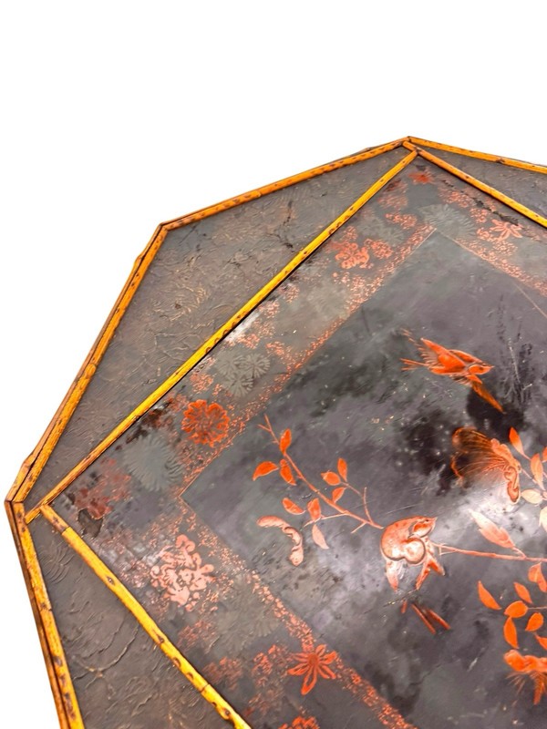 Antique Victorian Bamboo Lacquer Table Chinoiserie Tiger Bamboo 2 Tier gallery
