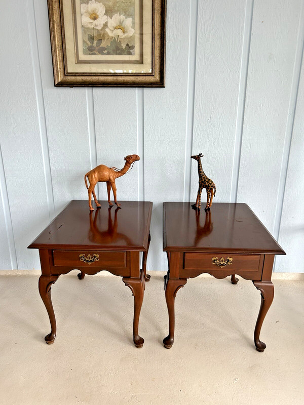 Pair ETHAN ALLEN Cherry Rectangle End/Side Tables-Vintage Nightstands W/ Drawer gallery