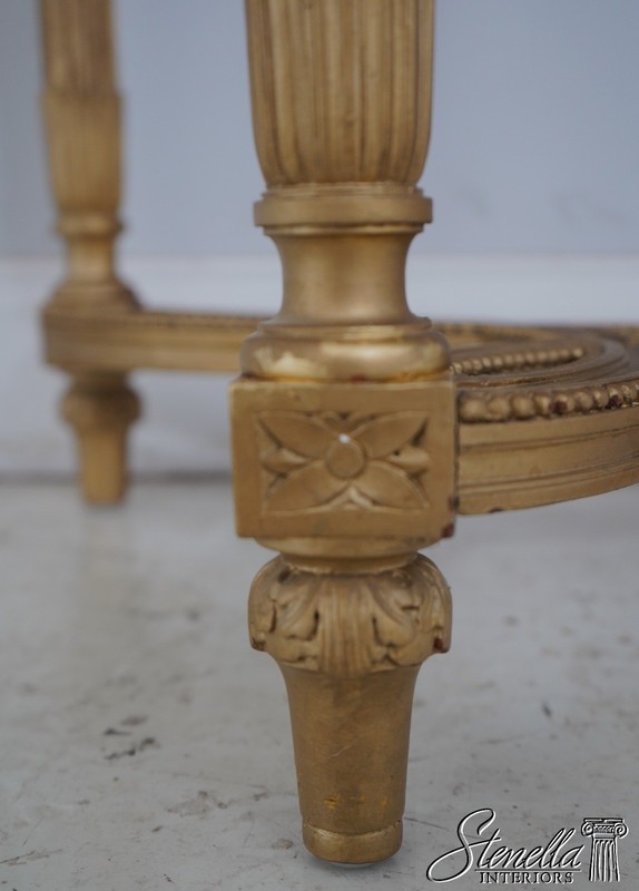 L64447: Vintage French Louis XVI Marble Top Gold Console Table w. Mirror gallery