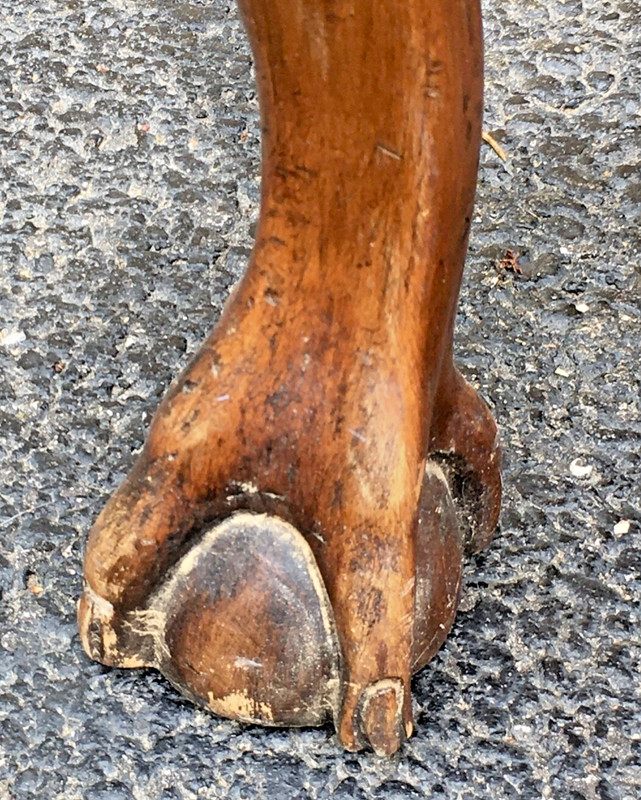Antique Square Carved BALL & EABLE CLAW Coffee Table Wood Parquet VintageNEWTRO gallery