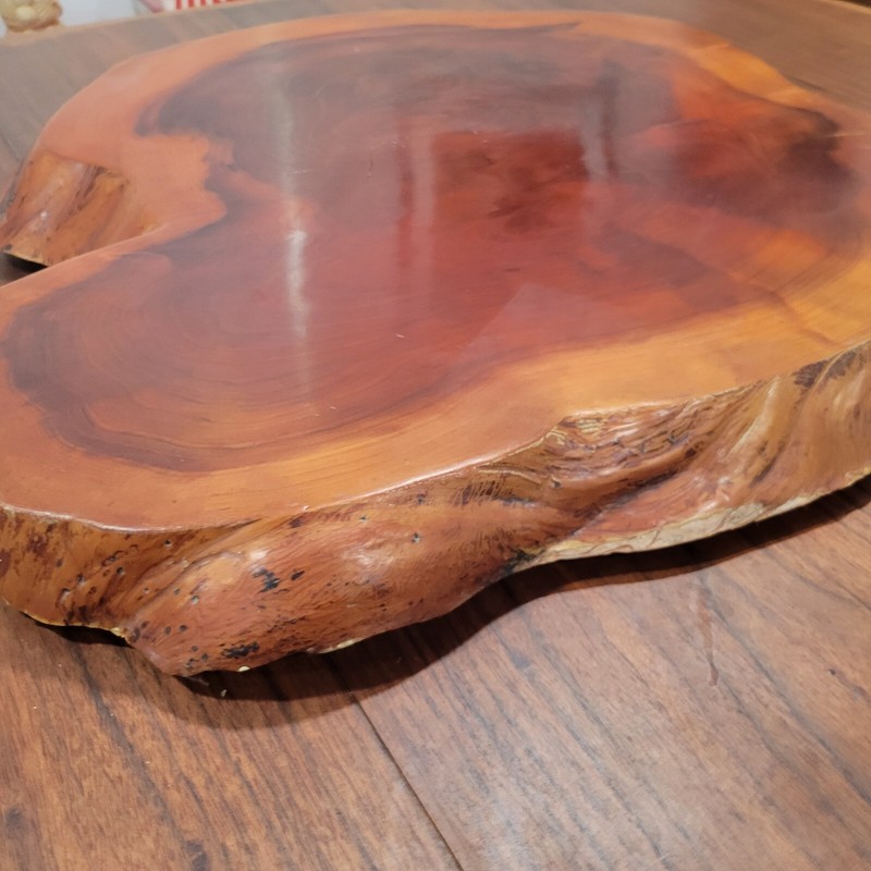 Vintage MCM Natural Wood Cut Side Tabletop 24" gallery