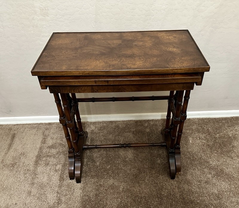 Antique French Nesting Tables Set of 2 - Walnut Burl gallery