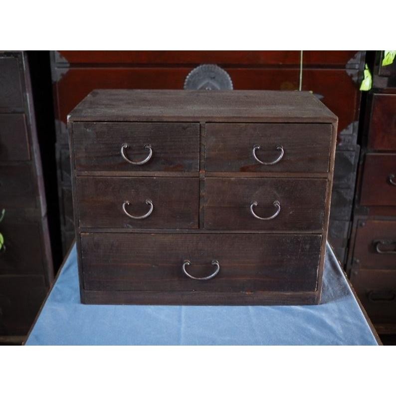 Antique Japanese Edo Period Small Chest Drawer Koro-ten F Size Used 21cm (8.3in)