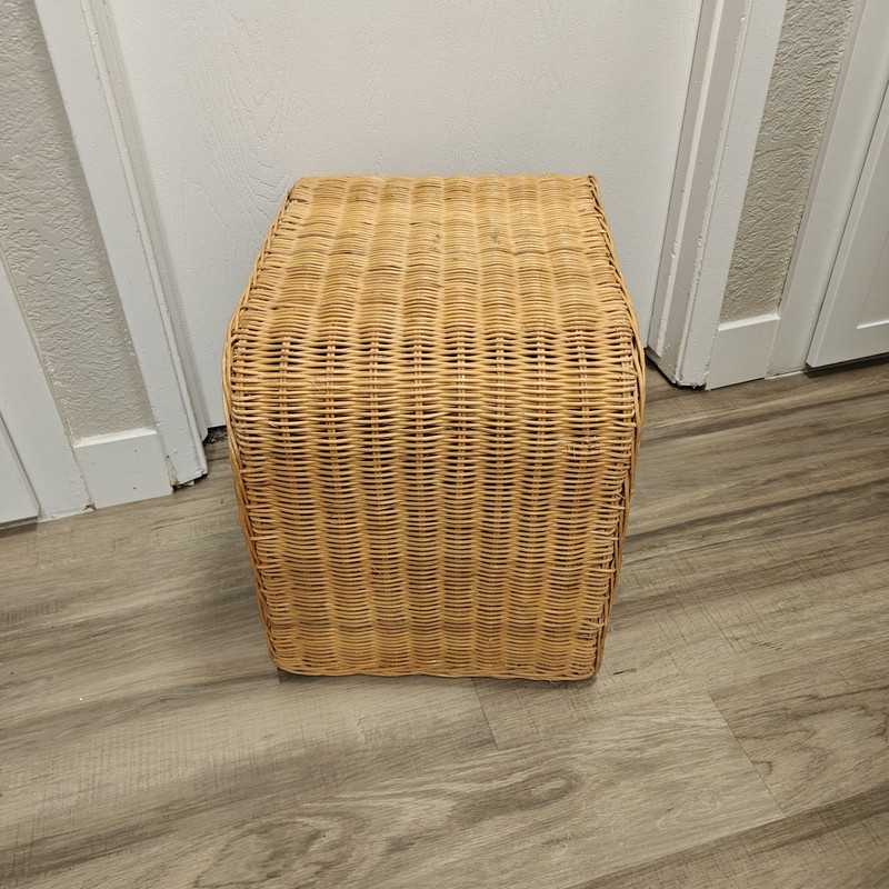 Vintage Wicker Rattan Side Table Stool Boho Bohemian Plant Stand 19" AS IS gallery